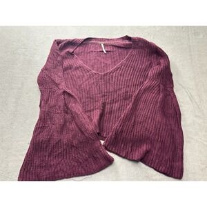 Free People Plum Knit Bell Sleeve Sweater Top Womens Size Small